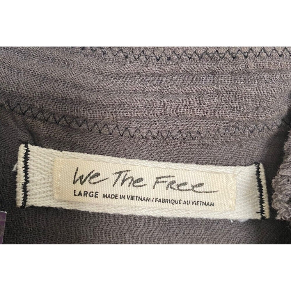 WE the FREE PEOPLE Charcoal Gray Cotton Summer Daydream Gauzy Tunic L = 12/14 - Picture 7 of 9